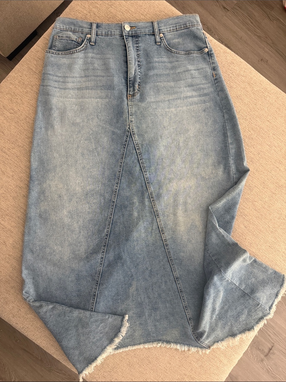 Jessica Simpson Light Blue Denim Asymmetrical Skirt with Frayed Hem